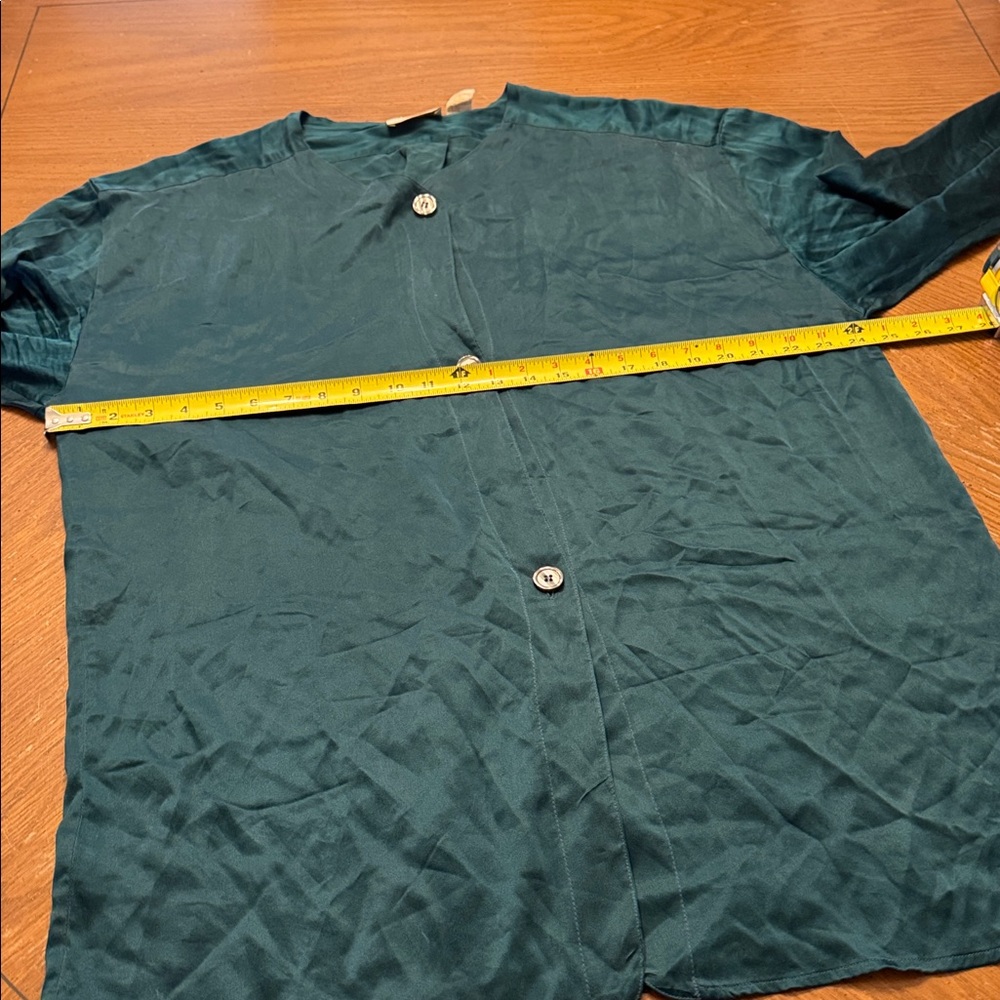 VTG 90s Victoria's Secret Gold Label Silk VNeck Button Up Long Night Shirt L EUC - Picture 4 of 8